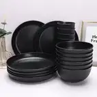High-Quality Black Wheat Straw Dinnerware Set.